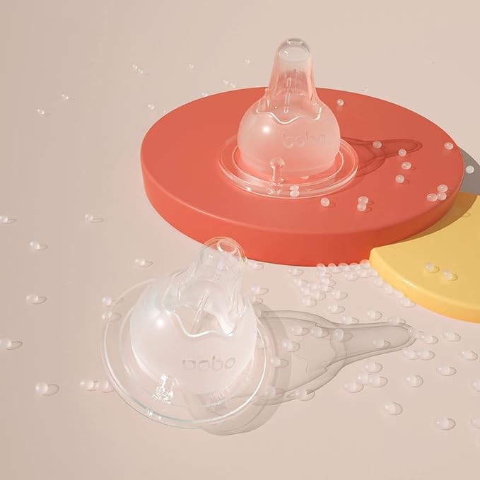 YOHKOH Natural Glass Baby Bottle with Natural Response Nipple, Newborn Anti-Colic Baby Bottles, Wide Neck Mushroom Cap Baby Bottle, Clear (3.4oz (Pack of 2), Blue)