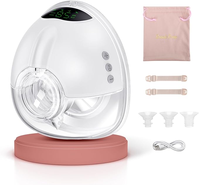 Lulia Breast Pump Hands Free, Wearable Breastfeeding Pump, 4 Modes & 9 Levels, Portable, Painless, Low Noise, BPA Free, Electric Breast Pump with 17/19/21/24MM Flange(1 Pack)