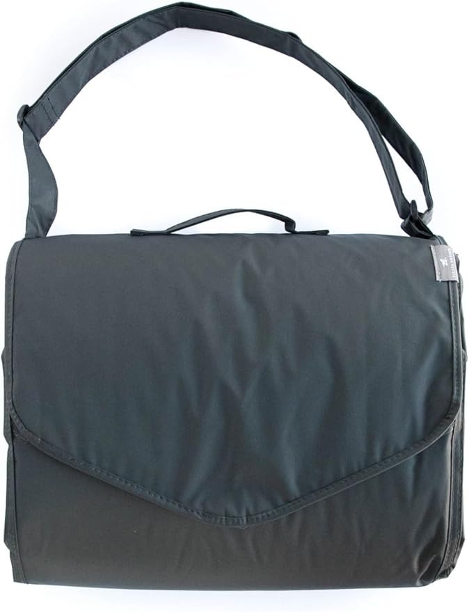 Little Unicorn 5'x5' Outdoor Family Picnic & Beach Blanket | Durable & Water-Resistant Fabric | Compact Fold & Easily Wipes Clean | Zipper Pocket (Shoreline Stripe)