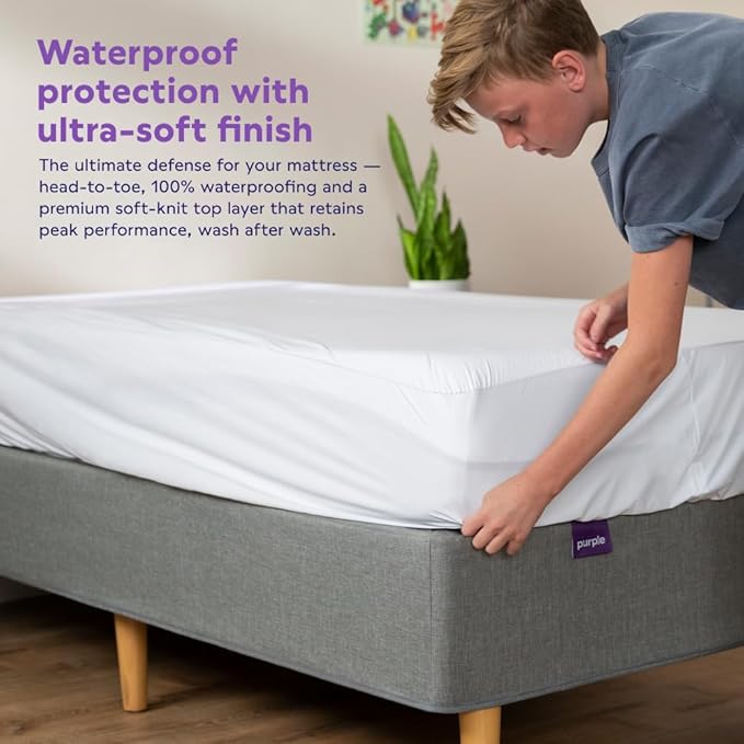 Purple Deep Pocket Waterproof Mattress Protector - Queen Size, Fits Mattresses 15.5" - 20" - Durable Protection with Comfort-First Design for All Mattress Types