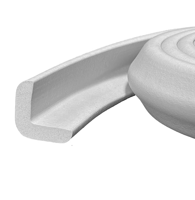Kidkusion Baby Proof Edge Guards for Safety | Made in The USA | 12 Feet | Off White | Edge Protectors for Furniture, Tables, Fireplaces | Heavy Duty Tape Included