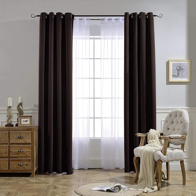 NICETOWN Blackout Thick Window Curtains - (W52 x L108, Brown, 2 Panels) Thermal Insulated Grommet Drape Panels for Bedroom and Living Room