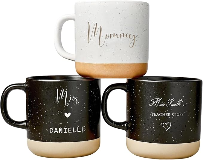 Personalized Ceramic Dad Coffee Mug, Customized Mugs with Name & Logo for Family, Men Women, Engraved 12 Oz Tea Cup for Travel, Microwave Dishwasher, Unique Design Bithday Gifts for Teacher