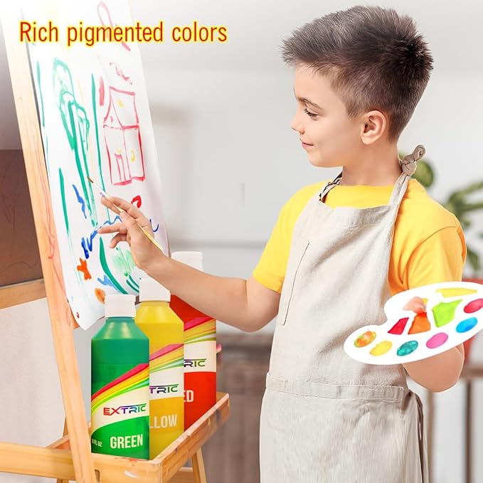 Washable Paint Set for Kids 6 Colors, Non Toxic Kids Painting Set, Tempera Bulk Paint 8 oz, Classroom Paints for Toddlers Art, craft, Home Finger Paints projects