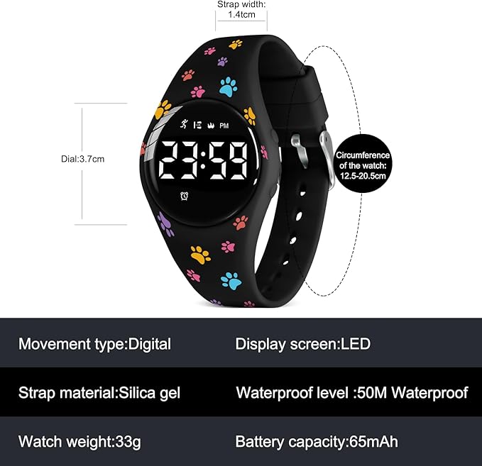 Kids Watches for Girls Boys Digital Sport Watch with Step Counter Pedometer Vibration Alarm Clock, No App Waterproof Fitness Tracker Kids Watch Boys Girls Teens Students Ages 5-16