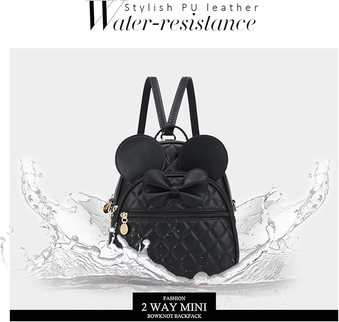 KL928 Girls Bowknot Polka Dot Cute Mini Backpack Small Daypacks Convertible Shoulder Bag Purse for Women