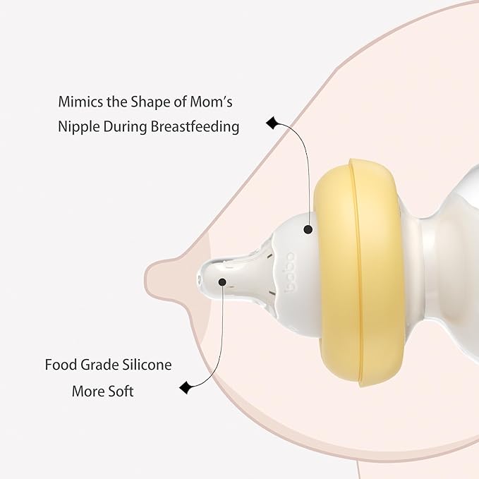 YOHKOH Newborn Glass Baby Bottles with Slow Flow Nipple for 0+ Months, Wide Neck Feeding Bottle, 2.7oz/80ml (Yellow, 2.7oz (Pack of 4))