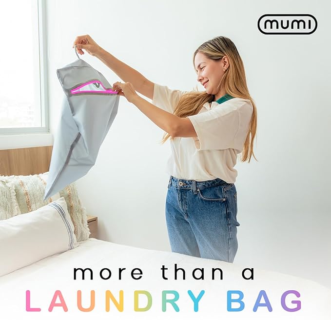 MUMI Travel Laundry Bag – Mesh Laundry Bags for Delicates with Hanger & Pouch | Delicates Bag for Washing Machine | Large Laundry Net Bag for Travel, Gym, Baby Clothes, and More (Pink)