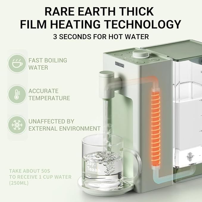 BUYDEEM S9013 Instant Hot Water Dispenser, Countertop Water Boiler & Warmer for Tea, Coffee and Baby Formula, Adjustable 8 Temperatures & 5 Water Outputs, 3L Water Tank(102oz), Green