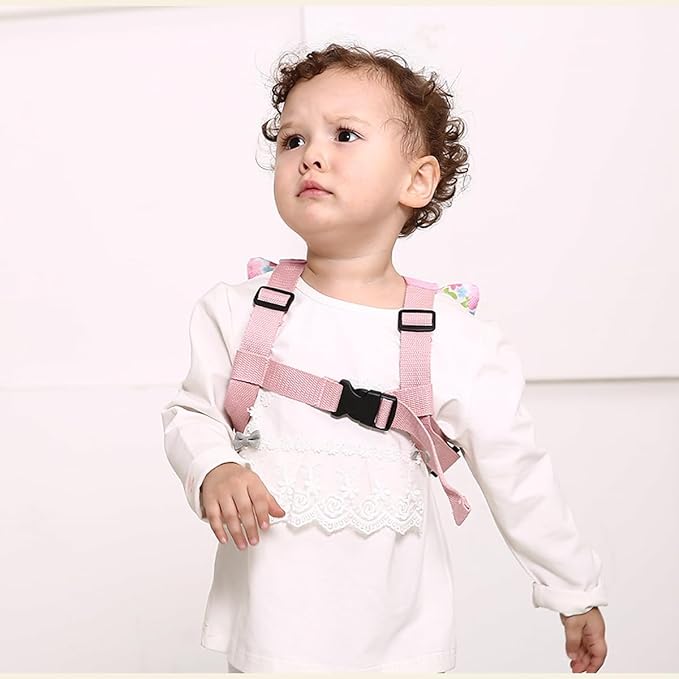 Anti Lost Toddler Harness - Butterfly Baby Leash and Wrist Link with Lock, Child Walking Harness Assistant for Girls, Cute Traction Safety Leash for Kids, Holiday Travel Christmas Gift, Pink