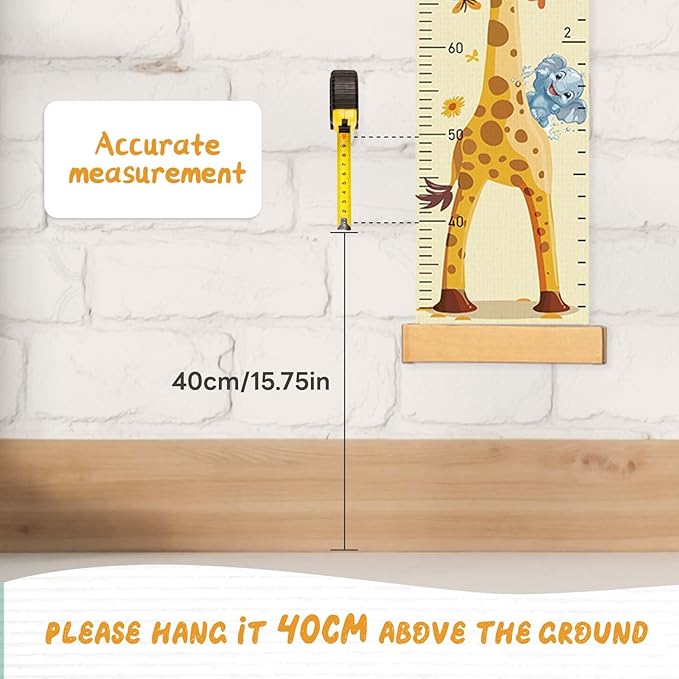 Customize Name Growth Chart Wall, Funny Giraffe Premium Canvas Removable Height Chart for Kids, Height Measurement for Wall, Unisex Kids Room Wall Decor, Measuring Height Charts