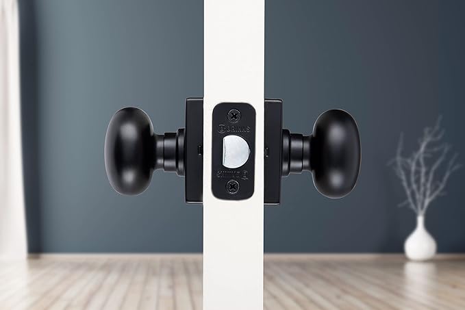 BRINKS – Contemporary Non-Locking Interior Ball Door Knob, Matte Black - Designed for Sleek and Modern Homes and Blends Seamlessly with Interior Décor (E2426-122) (10 Pack)