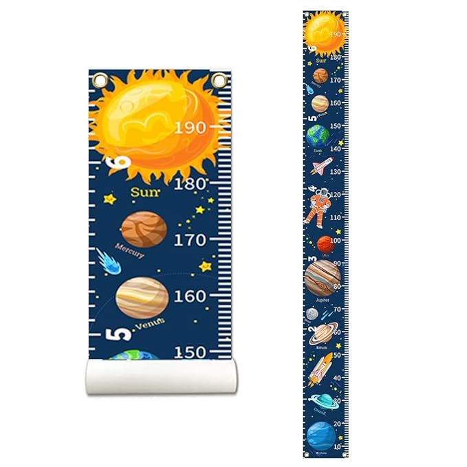 Outer Space Growth Chart for Kids Planets Baby Height Chart Canvas Height Measuring Rulers for Boys Girls Removable Growth Height Chart for Nursery Toddlers Child's Room Decor 79" x 7.9"