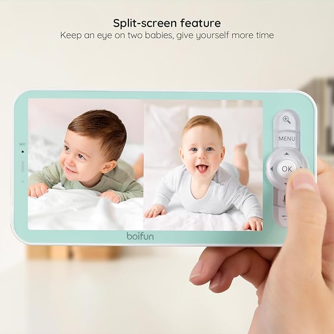 BOIFUN Additional Baby Camera Specifically Compatible with Baby 6T Video Baby Monitor, 360° Camera with Night Light, Auto Tracking, AI Motion & Sound Detection, Two-Way Audio, with Wall Mount Base
