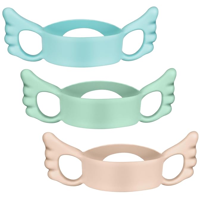 Silicone Baby Bottle Handles, 3PCS Bottle Handles for 2.36-2.76" Wide-Neck Bottles, Baby Bottle Handles has Easy Grip Handles, Easy Carry Handle Lightweight Bottle Handle(Blue/Green/Pink)