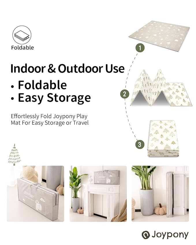 Baby Play Mat 79x 71 Inch, Extra Large Foldable Play Mats for Babies and Toddlers, Waterproof & Anti-Slip Portable Baby Floor Mat for Tummy Time, Non Toxic Foam Play Mat for Floor Travel Bag