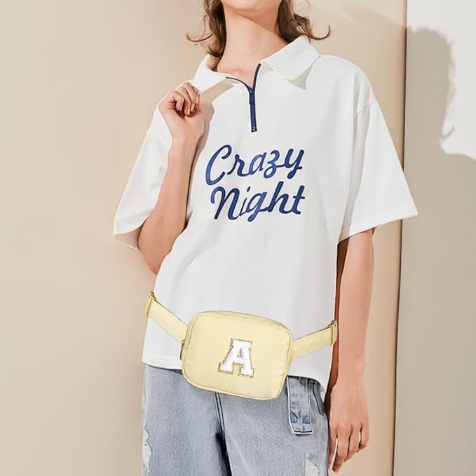 YOOLIFE Personalized Gifts for Women - Cross Body Bag for Woman, Initial Belt Bag Khaki Fanny Pack Crossbody Bags for Women Travel Gifts for Women E