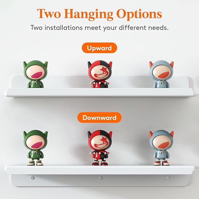 Lifewit Floating Shelves for Wall, 12 Pack White Acrylic Shelf 15" Room Decor for Bookcase/Vinyl Record Display/Photo/Picture in Bedroom, Living Room, Bathroom, Kitchen Storage and Organization