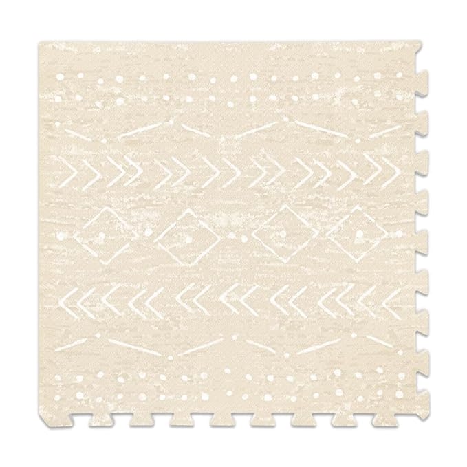 Baby Play Mat for Floor – 6x8ft Beige | Soft Non Toxic Premium EVA Foam Tiles for Tummy Time, Crawling & Playroom – Waterproof Interlocking Floor Mat for Babies & Toddlers by Lillefolk (12 Tiles)