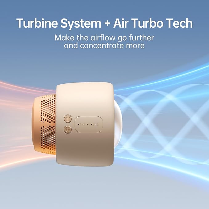 JISULIFE Stroller Fan Baby Large, Safe Bladeless for Crib, Desk, 4000mAh Battery Rechargeable Portable Cooling Fan with Air Turbo Tech, Night Light, Food-Grade Gift for Mom/Dad/Friend - Brown