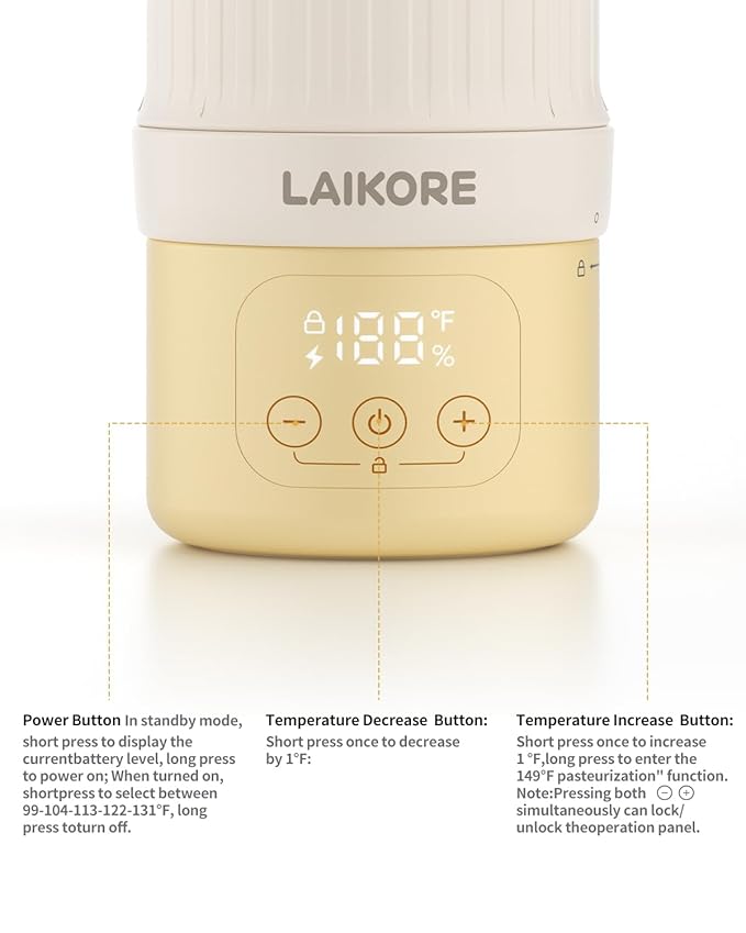 Portable Baby Bottle Warmer for Travel – 17oz Cordless Milk Warmer with Detachable Battery, USB Rechargeable Breast Milk Warmer, Baby Bottle Heater for Home and On-The-Go Use