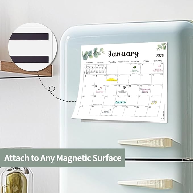 2026 Magnetic Fridge Calendar 18 Monthly Magnetic Calendar for Refrigerator 2026 Wall Calendar Planner Runs from January 2026 Until June 2027 Easy Organizing Markers Tearable (Nature)