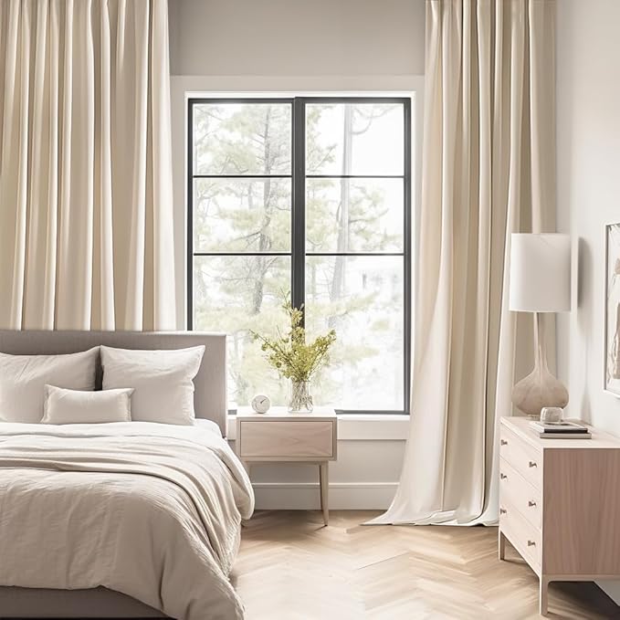 MIULEE Cream Beige Back Tab Light Blocking Curtains 96 Inch Length 2 Panels Set for Living Room Bedroom Privacy, Rod Pocket/Pinch Pleated Thermal Insulated Room Darkening Blackout Drapes W66xL96