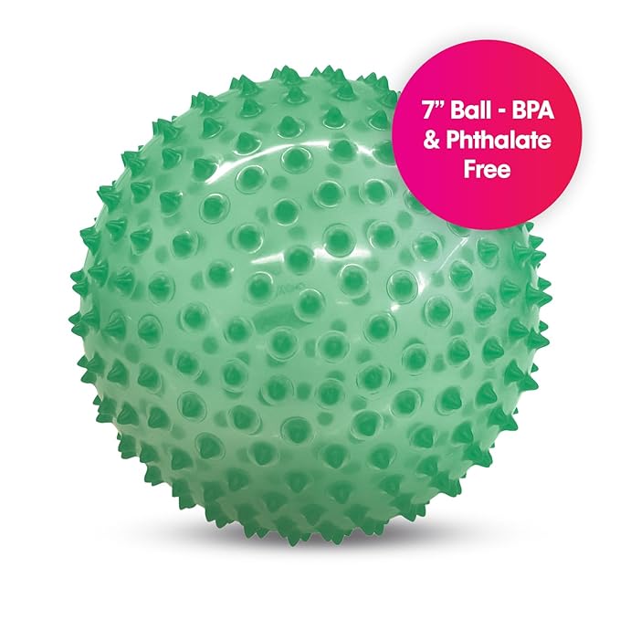 Edushape Original Sensory Ball for Baby - 7" Deflated with Pump, Transparent Green, Enhances Gross Motor Skills for Kids 6 Months & Up