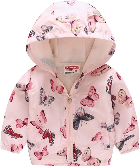 TUIJI Toddler Boys Girls Cartoon Print Zip Jacket Hooded Trench Lightweight Kids Coats Windbreaker Outdoor Cute Dust Coats