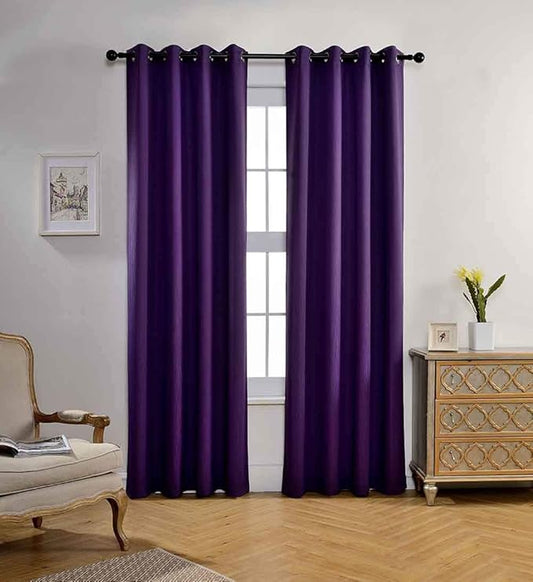 MIUCO Room Darkening Textured Grommet Window Treatment Blackout Curtains for Bedroom 2 Panels 52x95 Inch Purple