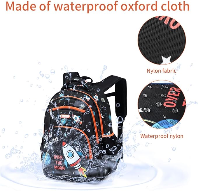 Cusangel Backpack for Boys Girls School Bookbags,Kindergarten Elementary Middle School Lightweight Waterproof Multifunctional Large Capacity for Backpack (16 inch Space Fun Prints)