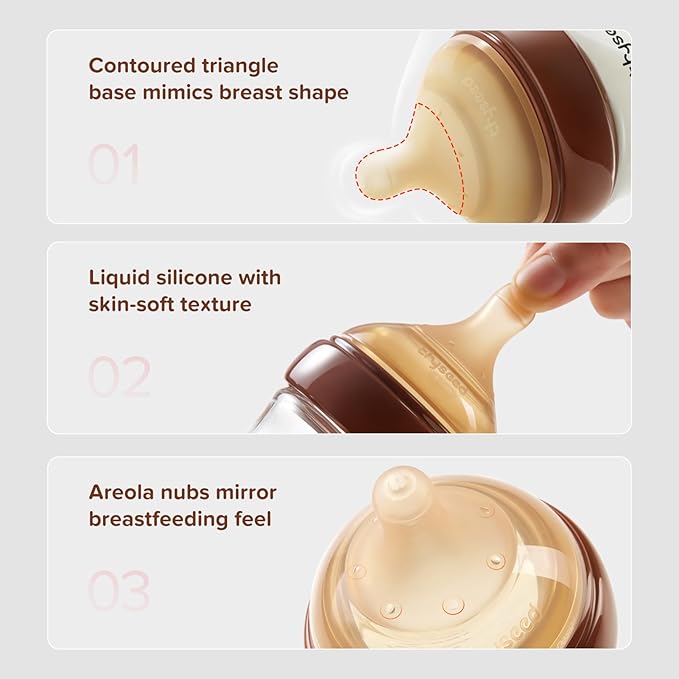 Thyseed Glass Natural Anti-Colic Baby Bottles | Newborn Breast Like Nursing Bottle for Breastfed Babies with Nipple(0-1 Months),5oz,1pack