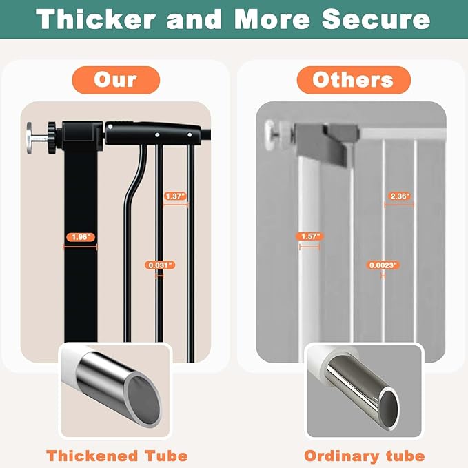 40.5" Extra Tall Baby Gate for Doorways, 49.2"-54.7" Extra Wide Pet Gate Pressure Mounted, 1.37" Narrow Space Puppy Dog Barrier Indoor, No Drill Safety Child Gate, No Climb Fence Black