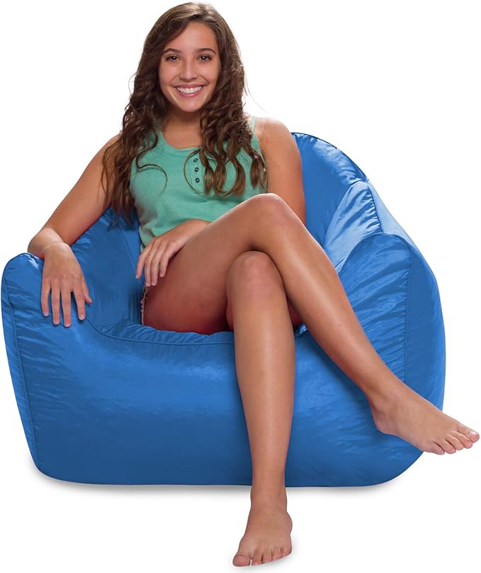 Posh Creations Structured Comfy Seat for Playrooms and Bedrooms, Large Bean Bag Chair, Malibu Lounge, Royal Blue