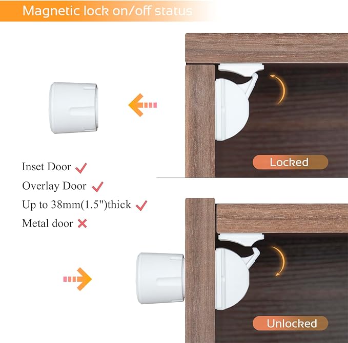 Magnetic Baby Proofing Cabinet Locks - Child Safety for Cabinets, Drawers & Cupboards - 16 Locks 3 Keys - No Drilling Easy Install by DOMILE