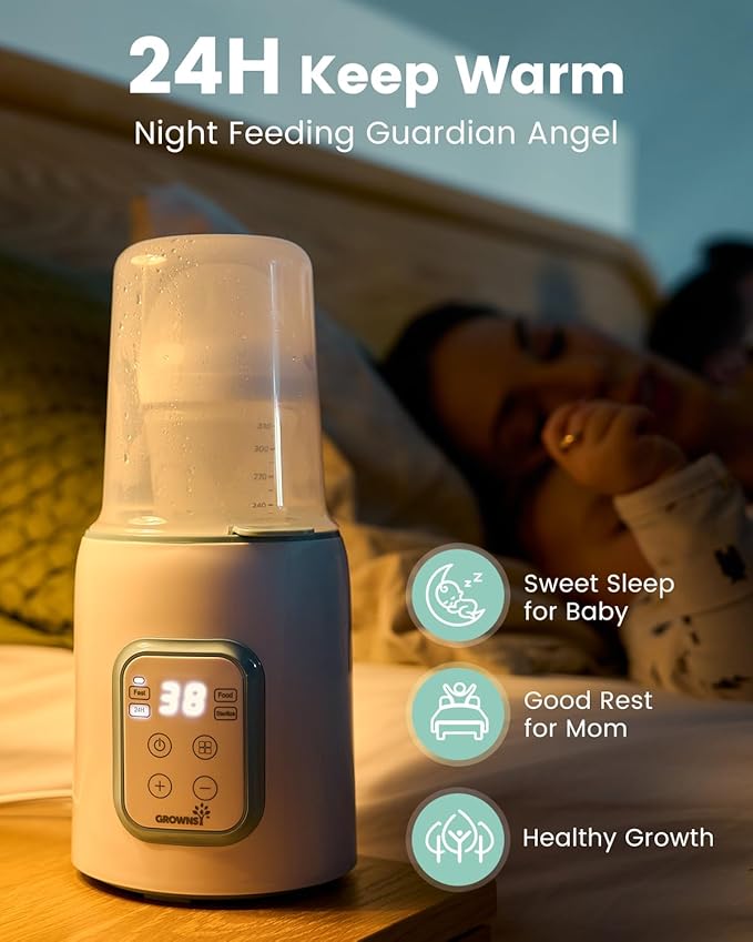 GROWNSY Baby Bottle Warmer, 8-in-1 Fast Baby Milk Warmer with Timer for Breastmilk or Formula, Accurate Temperature Control, 24H Keep, Food Heater&Defrost BPA-Free Bottle Warmer for All Bottles- Green