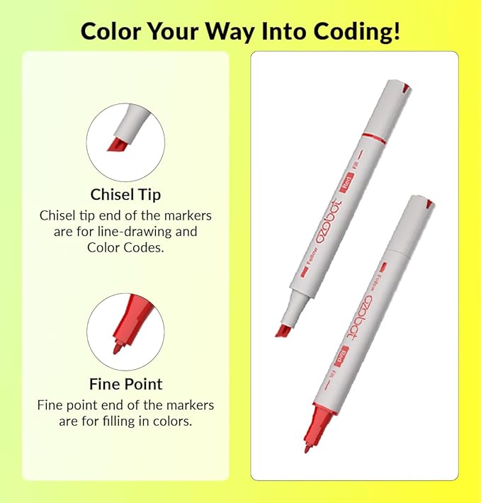Color Coding Markers: Color Variety for Creative STEM Education, Ideal for Classroom & Home, Enhances Problem-Solving & Critical Thinking Skills, Suitable for Ages 6+, Dual-Sided, 5-Pack