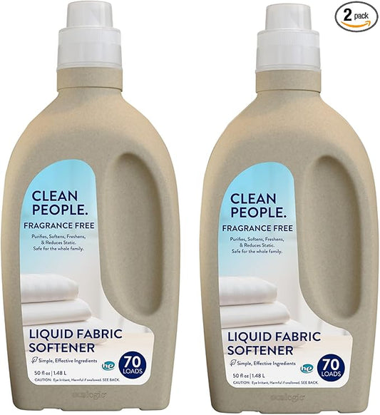 The Clean People Liquid Fabric Softener - Softens & Removes Static Cling - Vegan (100 Fl Oz, Fragrance Free)