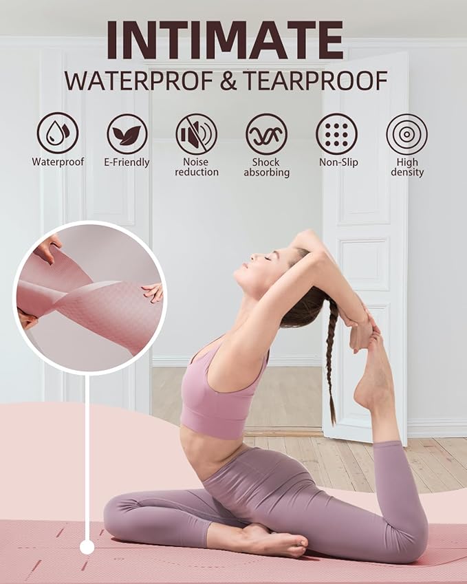 YOTTOY Yoga Mat, 72"x 32"x1/3" Extra Wide Non-Slip Exercise Fitness Yoga Mats,Eco-Friendly TPE Exercise Mats for Women Men Home Workout with Strap Bag