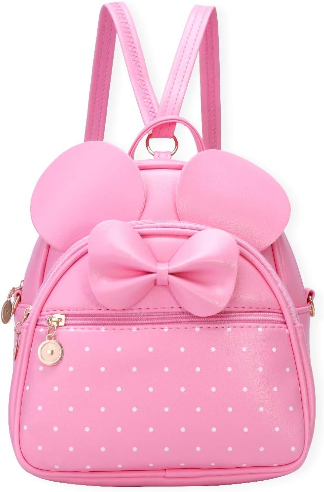 KL928 Girls Bowknot Polka Dot Cute Mini Backpack Small Daypacks Convertible Shoulder Bag Purse for Women