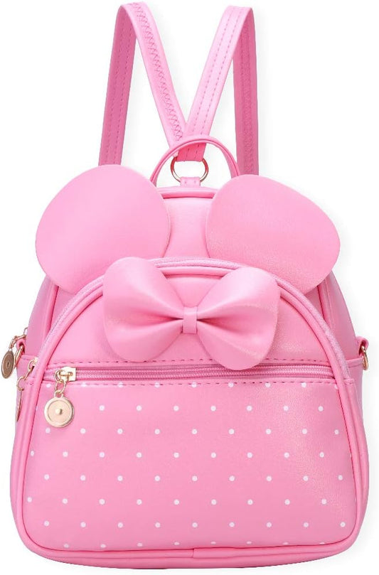 KL928 Girls Bowknot Polka Dot Cute Mini Backpack Small Daypacks Convertible Shoulder Bag Purse for Women