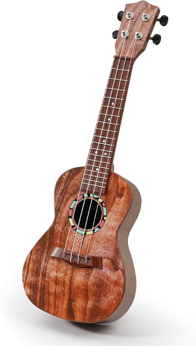 Raimy Kids Guitar Ukulele - 21in Ukulele Guitar Toys for Kids Ages 3 4 5 6 7+ Year Old Boys Girls Simulated Sound Quality Music Instruments Learning Education (Brown)