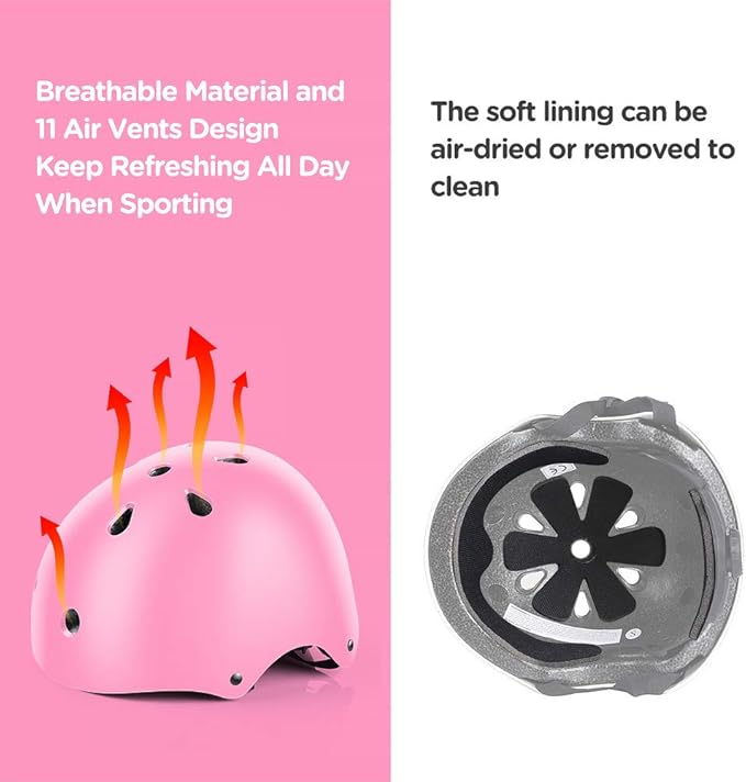 DaCool Kids Bike Helmet Set Skateboard Knee Pads - Kids Helmet Elbow Pads Wrist Guards Adjustable for 3~10yrs Girl Boy Kids Protective Gear Set for Sport Cycling Bike Roller Skating Scooter