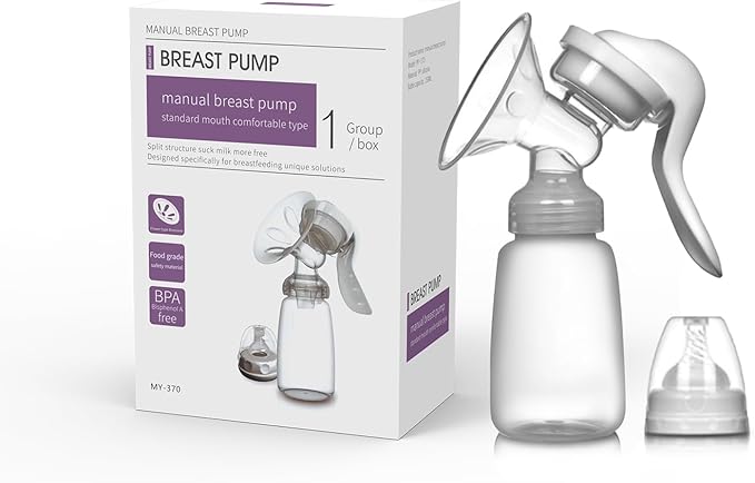 Manual Breast Pump Portable Breastfeeding Pump for Travel, Compact & Easy-to-Use Milk Extractor, Comfortable Handheld Pump for Nursing Moms with Breast Shield 5 Fl Oz/150ml+Lid