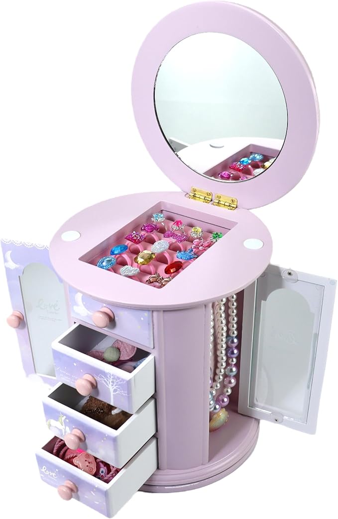Purple Unicorn Jewelry Box for Girls - Kids Organizer and Little Girl Gift