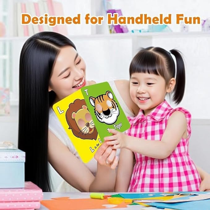 26 PCS Alphabet ABC Flash Cards with Animal Masks, Alphabet mask Cards, Giant Letter ABC Animal Faces Flash Learning Flashcards, Interactive Education Games, Learn Letters (Multicolor, 1Pcs)