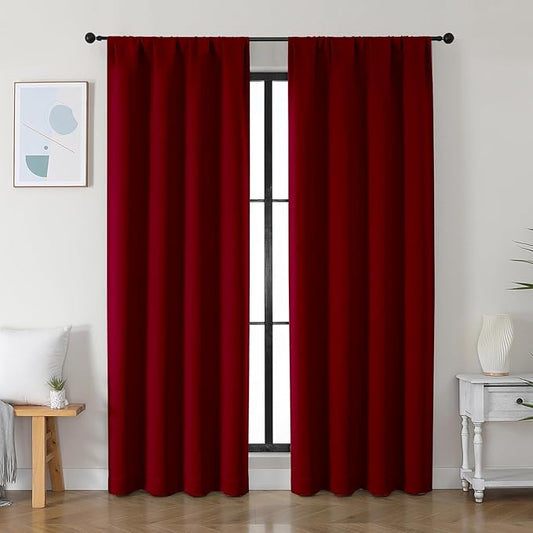 Simplebrand Ava Red Blackout Curtains for Bedroom 84 Inch Length 2 Panels Set, Solid Thermal Insulated Privacy Nursery Window Treatment Curtains Blackout Drapes, W40 x L84 Inch, Red