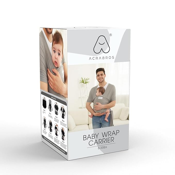 Acrabros Baby Wrap Carrier,Hands Free Baby Carrier Sling,Lightweight,Breathable,Softness,Perfect for Newborn Infants and Babies Shower Gift,Black