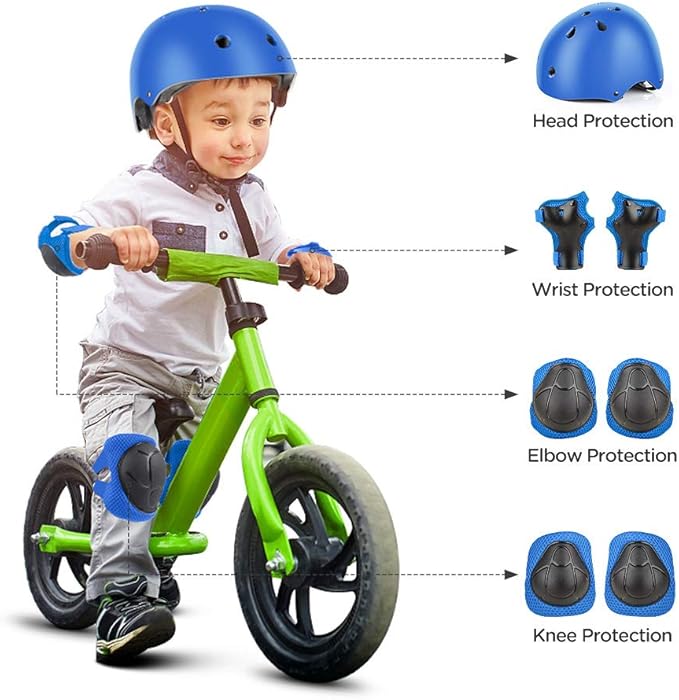 DaCool Kids Bike Helmet Set Skateboard Knee Pads - Kids Helmet Elbow Pads Wrist Guards Adjustable for 3~10yrs Girl Boy Kids Protective Gear Set for Sport Cycling Bike Roller Skating Scooter
