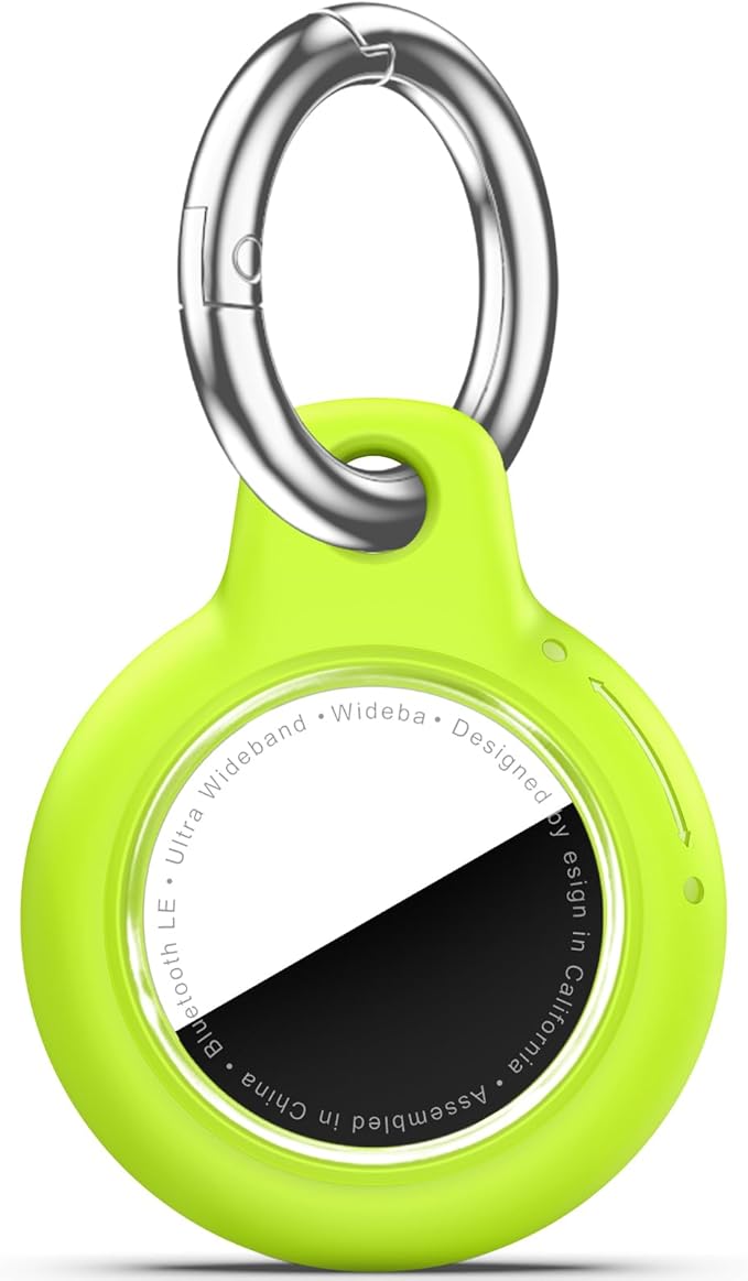 Upgrade Waterproof Airtags Holder with Apple Airtags Keychain, Hard PC Air Tag Case, Anti-Scratch & Shock Air tag Holder,Men's Women's Keyrings & Keychains, for Dog,Car Key,Luggage -Fluorescent Green